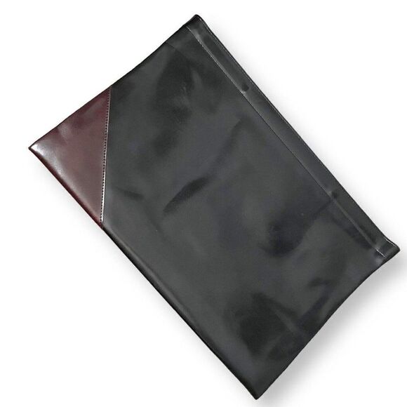 Document Bag Unisex Black Brown Faux Leather Hall Of Fame Bowl Organization Snap - Picture 2 of 8